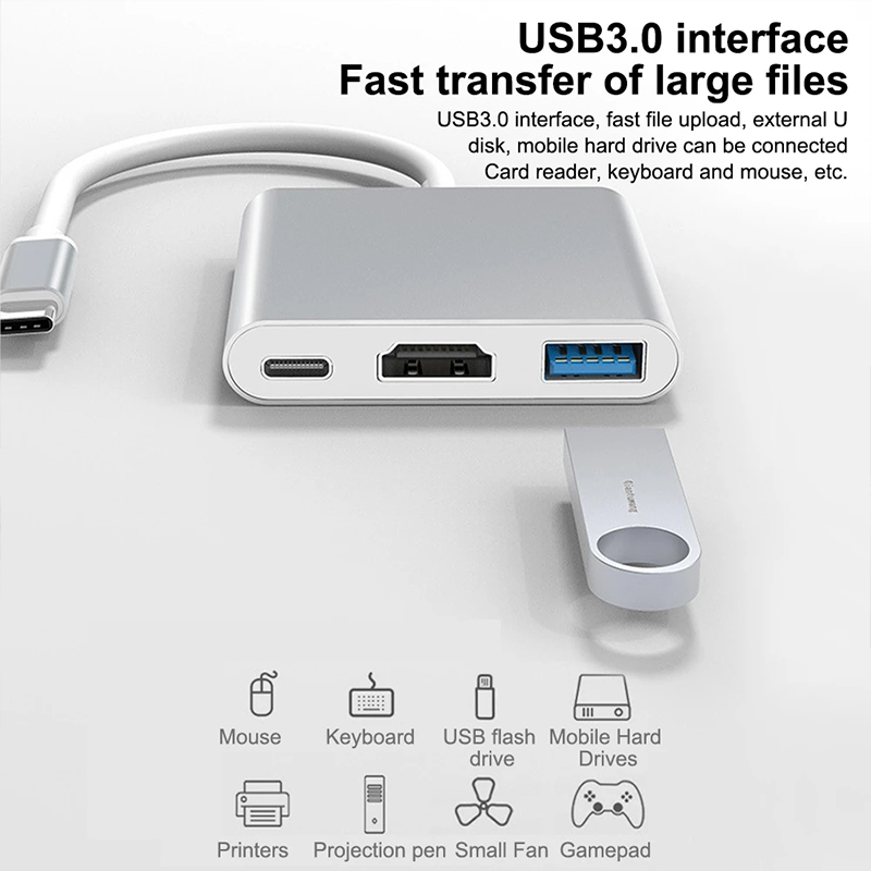 Hub USB Tipo C 3 em 1 para HDM - Tablet Pc Accessories avaliação e preço